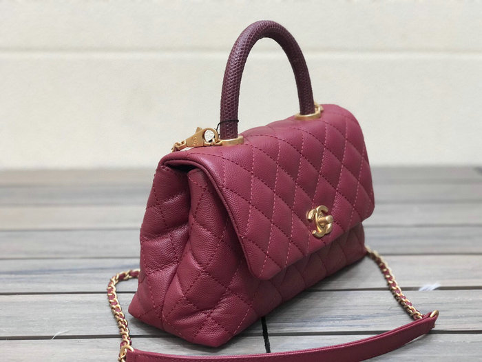 Chanel Small Flap Bag with Top Handle Burgundy A929907