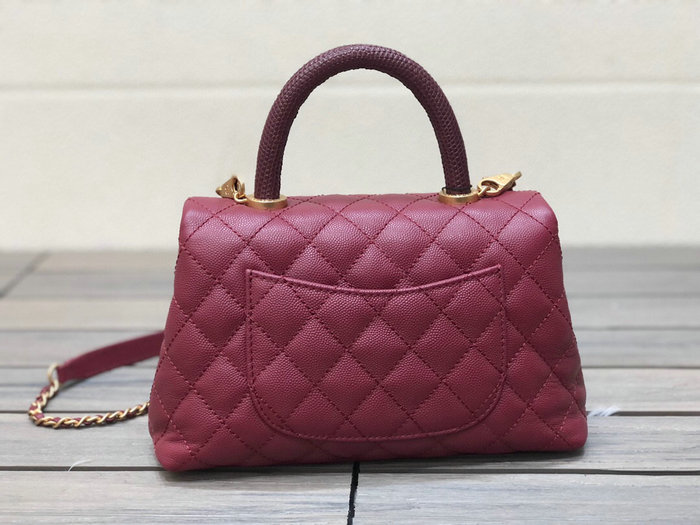 Chanel Small Flap Bag with Top Handle Burgundy A929907