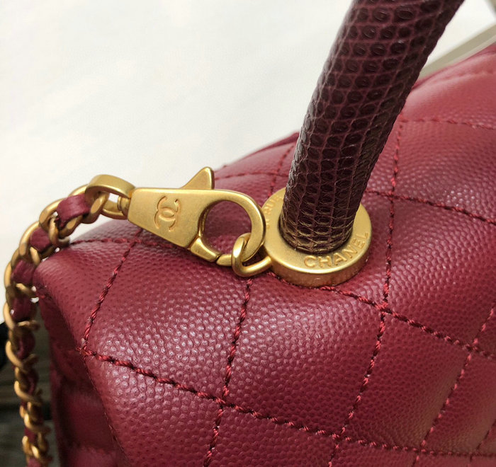 Chanel Small Flap Bag with Top Handle Burgundy A929907