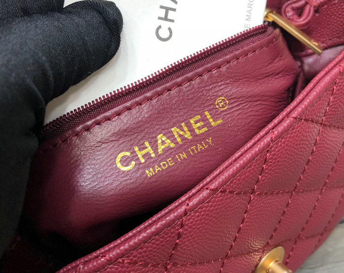 Chanel Small Flap Bag with Top Handle Burgundy A929907