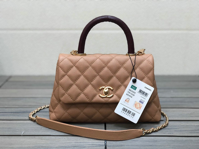 Chanel Small Flap Bag with Top Handle Camel A92990