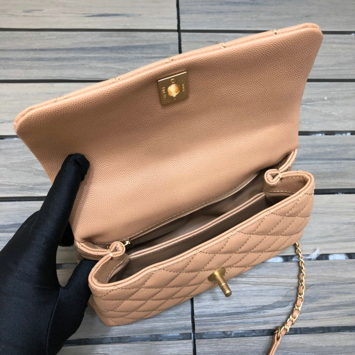 Chanel Small Flap Bag with Top Handle Camel A92990