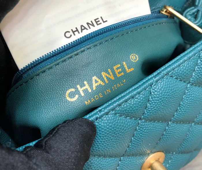 Chanel Small Flap Bag with Top Handle Green A92990