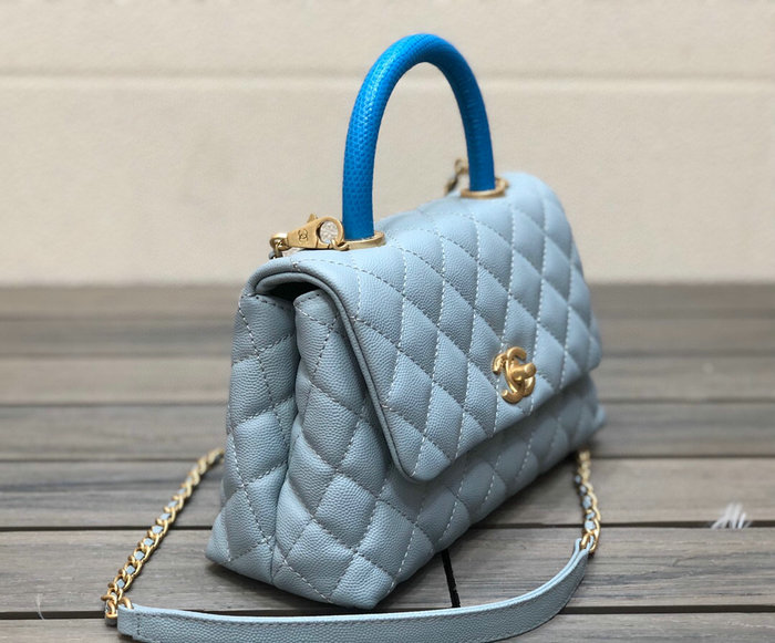 Chanel Small Flap Bag with Top Handle Light Blue A92990