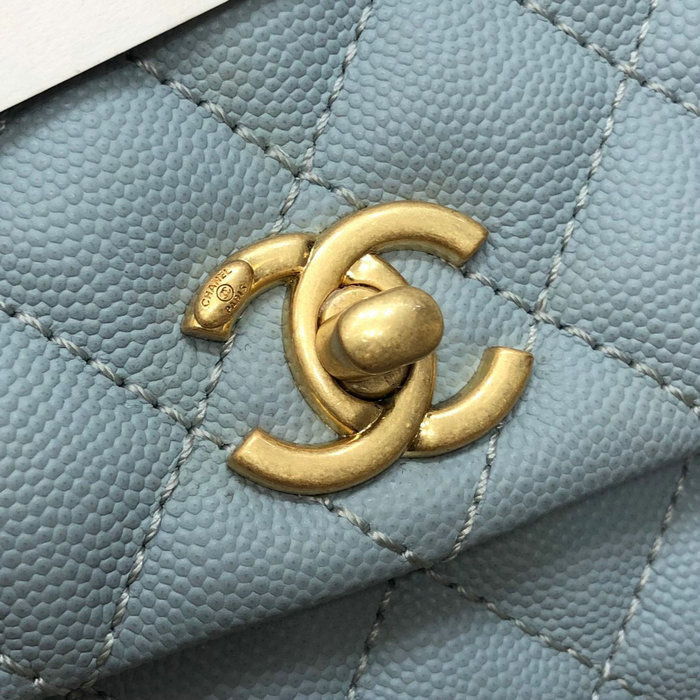 Chanel Small Flap Bag with Top Handle Light Blue A92990