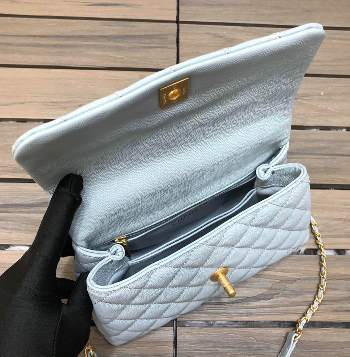 Chanel Small Flap Bag with Top Handle Light Blue A92990