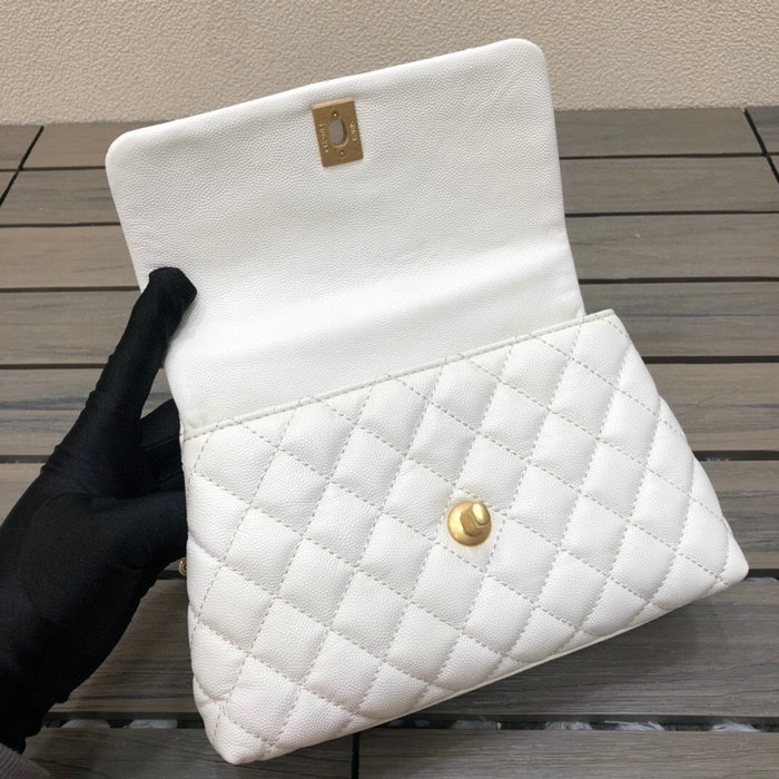 Chanel Small Flap Bag with Top Handle White A92990