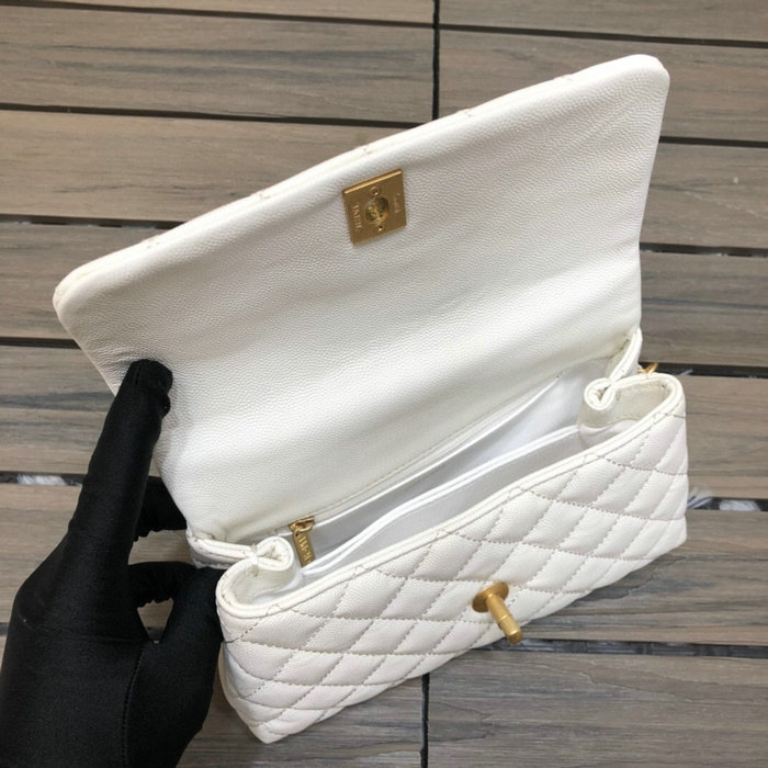 Chanel Small Flap Bag with Top Handle White A92990