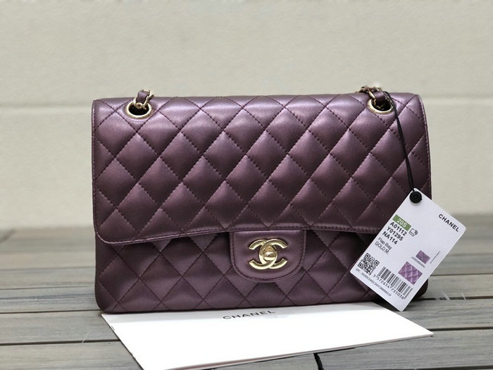 Classic Chanel Lambskin Medium Flap Bag Purple CF1112