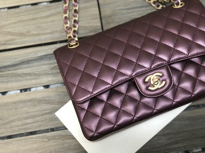 Classic Chanel Lambskin Medium Flap Bag Purple CF1112