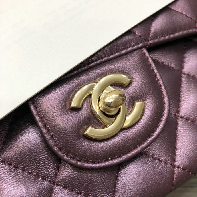 Classic Chanel Lambskin Medium Flap Bag Purple CF1112