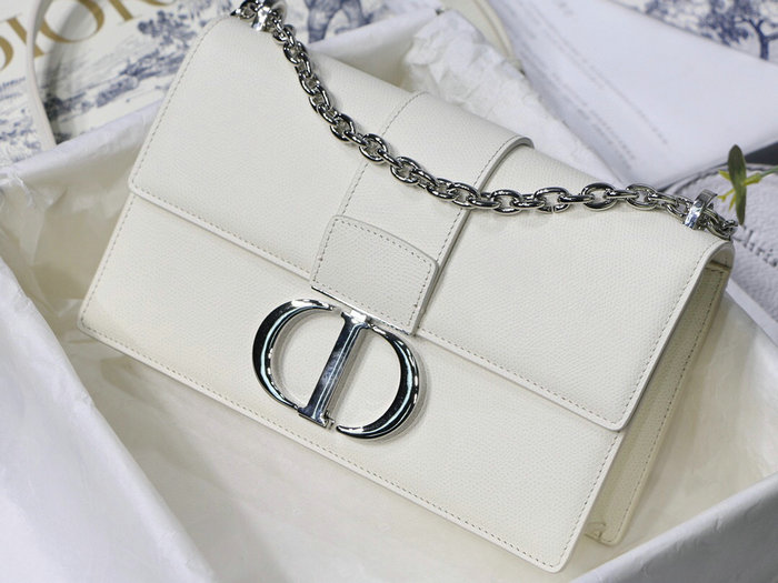 Dior Grained Calfskin 30 Montaigne Chain Bag White M9208