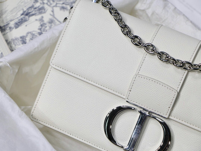 Dior Grained Calfskin 30 Montaigne Chain Bag White M9208