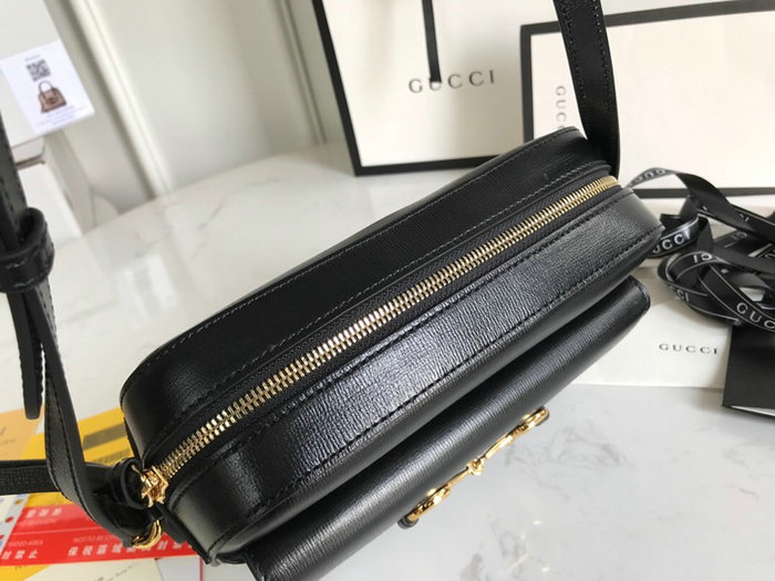 Gucci Horsebit 1955 Leather Small Shoulder Bag Black 645454