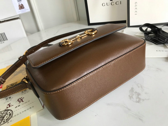 Gucci Horsebit 1955 Leather Small Shoulder Bag Brown 645454