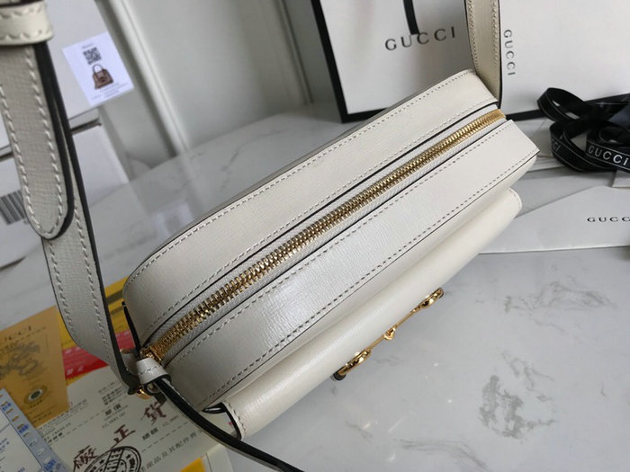 Gucci Horsebit 1955 Leather Small Shoulder Bag White 645454