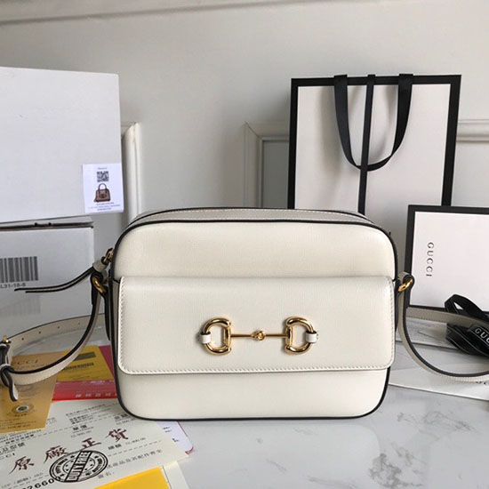 Gucci Horsebit 1955 Leather Small Shoulder Bag White 645454