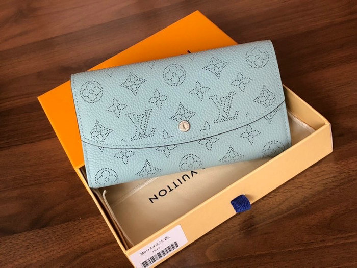 Louis Vuitton Mahina Leather Iris Wallet Blue M60143