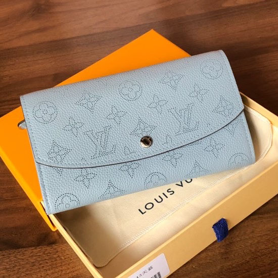 Louis Vuitton Mahina Leather Iris Wallet Light Blue M60143