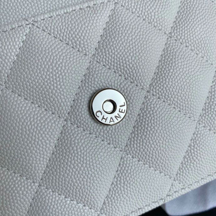 Chanel Grained Calfskin Wallet On Chain White AP1954