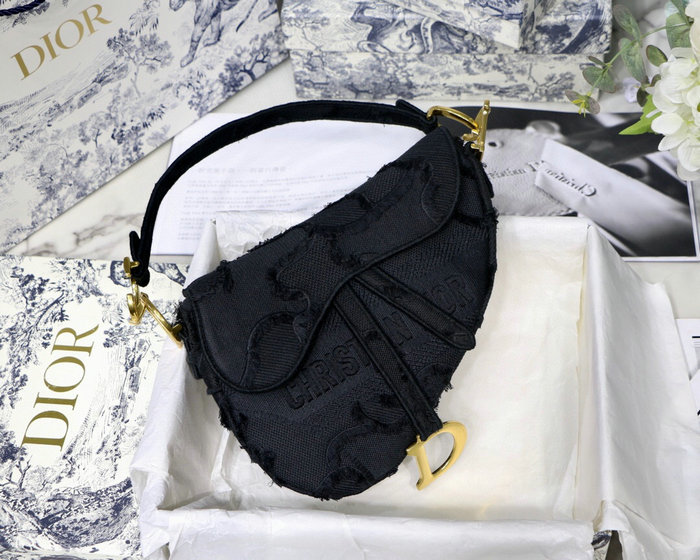 Dior Canvas Saddle Bag Black M9001