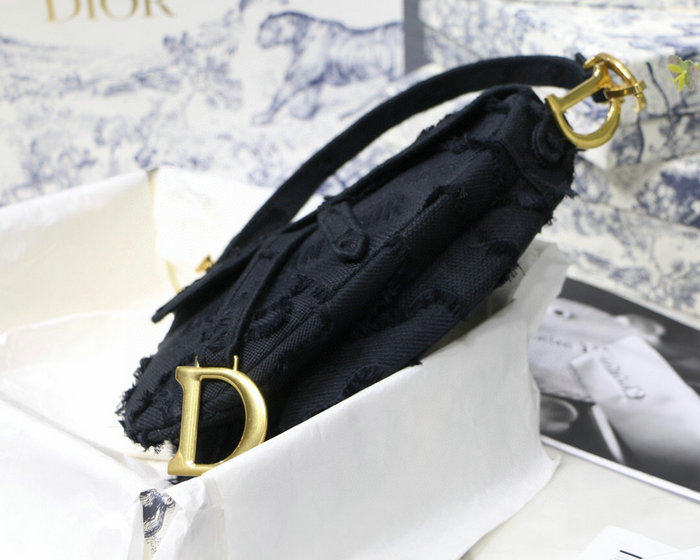 Dior Canvas Saddle Bag Black M9001