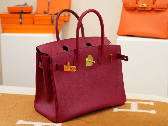 Hermes Epsom Leather Birkin Bag Burgundy HB253035