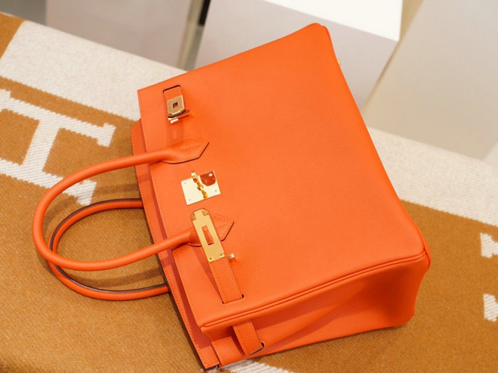 Hermes Epsom Leather Birkin Bag Orange HB253035