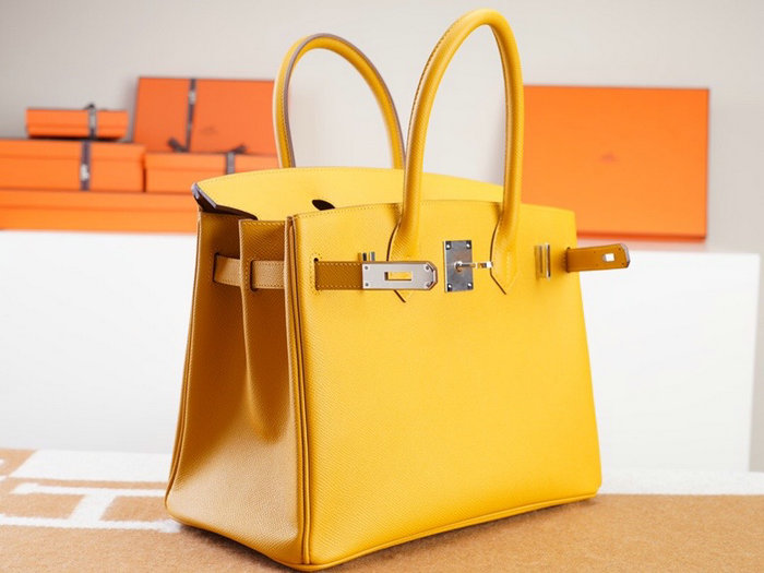 Hermes Epsom Leather Birkin Bag Yellow HB253035