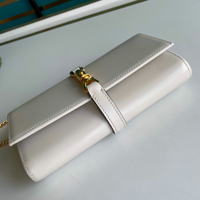 Gucci Jackie 1961 Leather Chain Wallet White 652681