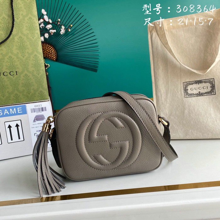 Gucci Soho Leather Disco Bag Grey 308364