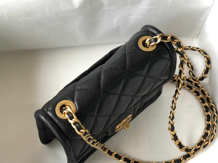 Chanel Grained Calfskin Flap Bag Black AS2356