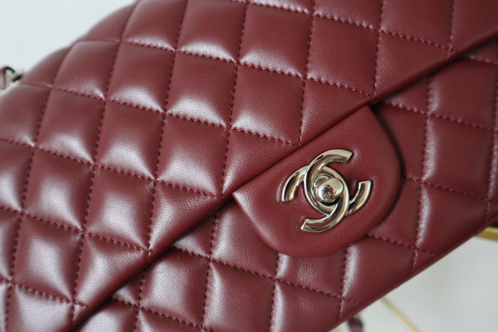 Classic Chanel Lambskin Flap Shoulder Bag Burgundy A1112