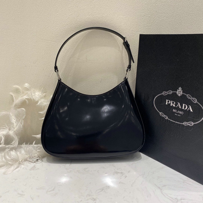 Prada Cleo Brushed Leather Shoulder Bag Black 1BC156