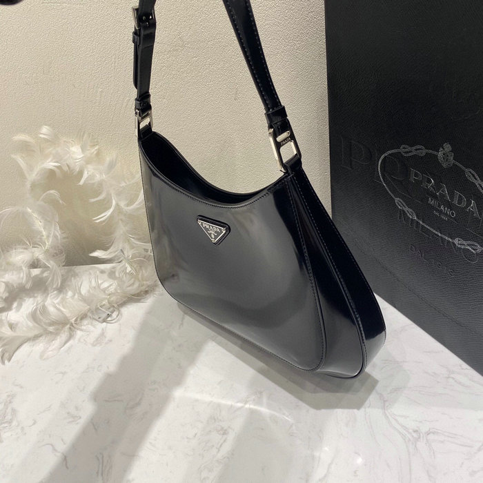 Prada Cleo Brushed Leather Shoulder Bag Black 1BC156