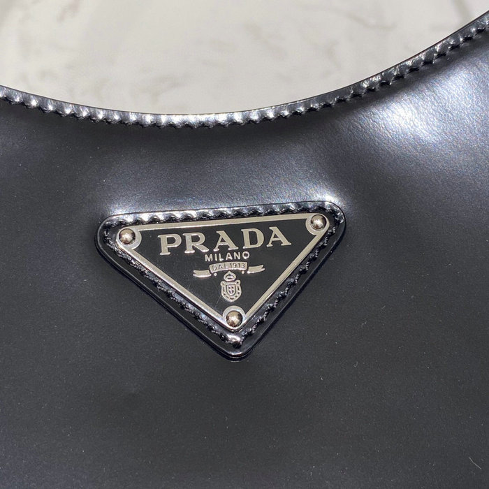 Prada Cleo Brushed Leather Shoulder Bag Black 1BC156