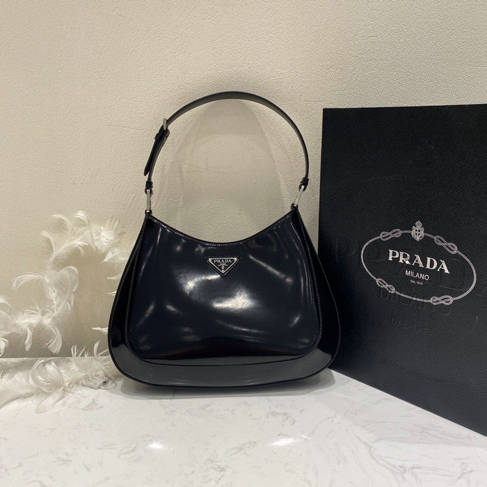 Prada Cleo Brushed Leather Shoulder Bag Black 1BC156