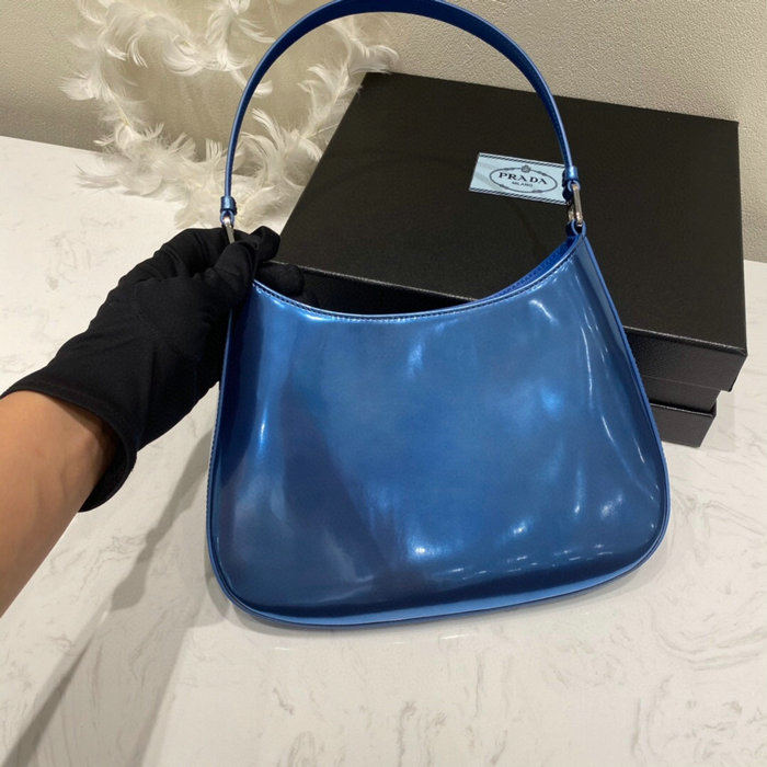 Prada Cleo Brushed Leather Shoulder Bag Blue 1BC499