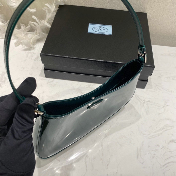 Prada Cleo Brushed Leather Shoulder Bag Green 1BC499