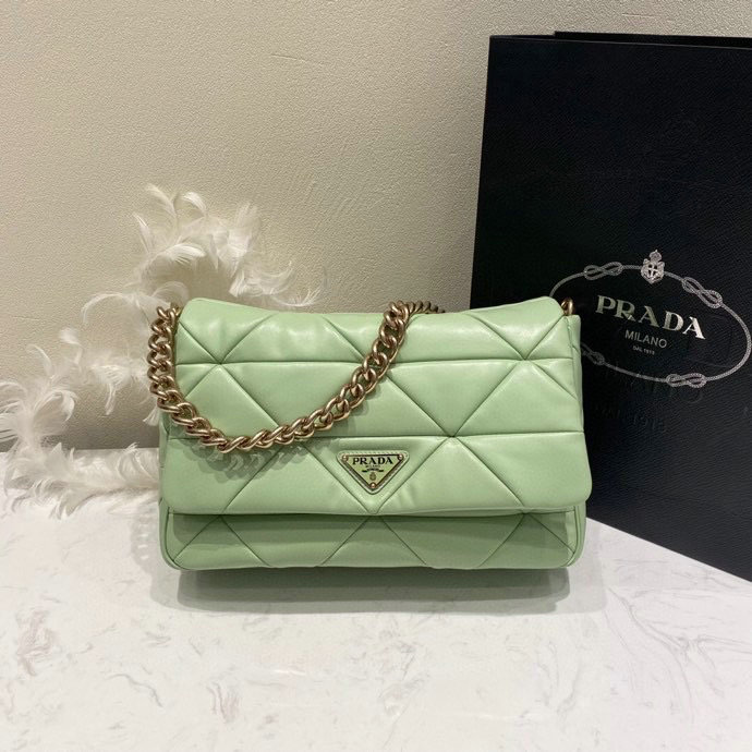 Prada System Nappa Leather Patchwork Bag Green 1BD291