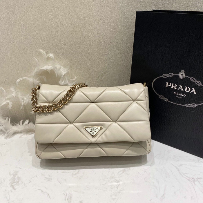 Prada System Nappa Leather Patchwork Bag White 1BD291