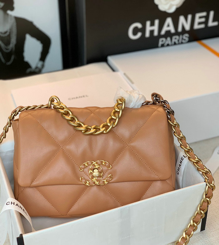 Chanel 19 Lambskin Flap Bag Camel AS1160