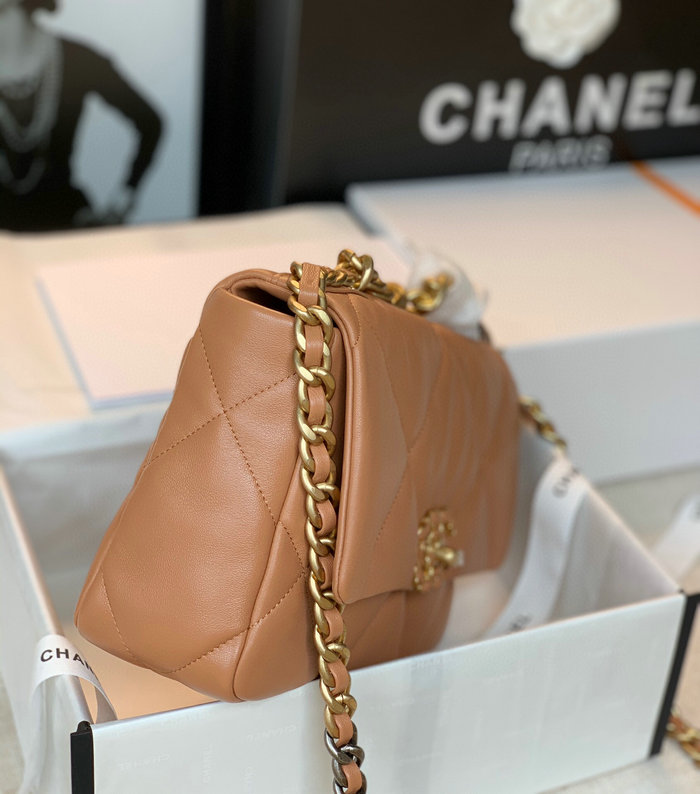 Chanel 19 Lambskin Flap Bag Camel AS1160