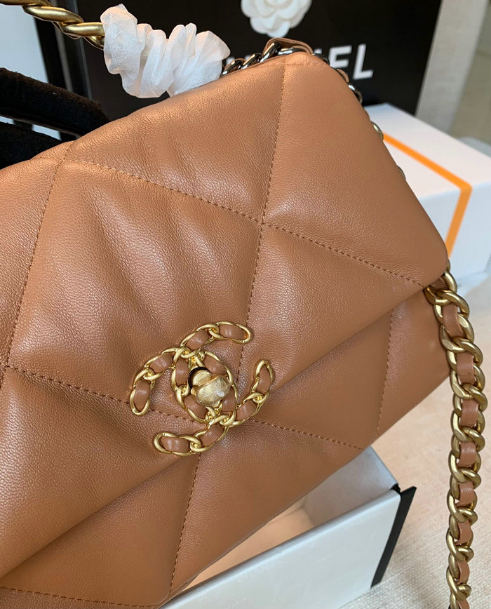 Chanel 19 Lambskin Flap Bag Camel AS1160