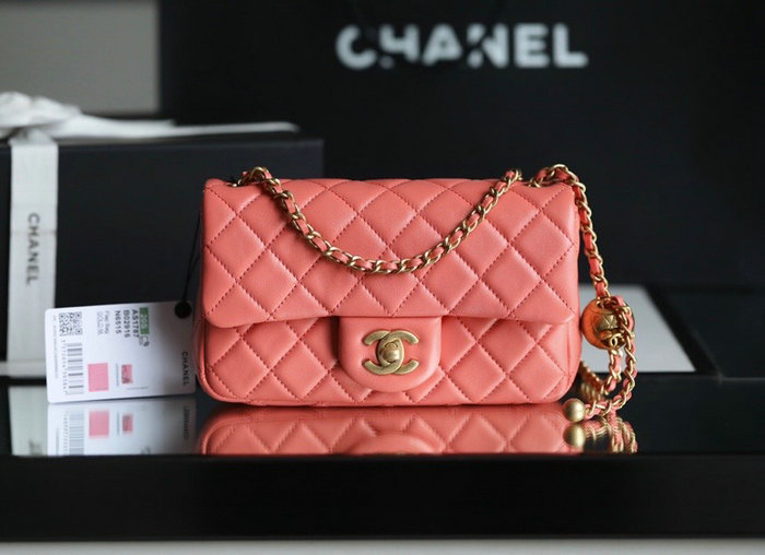 Chanel Lambskin Flap Bag Pink AS1787