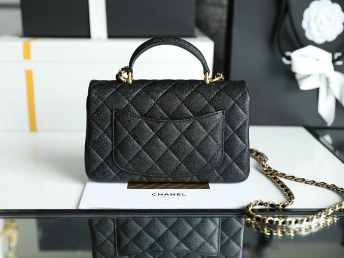 Chanel mini flap bag with top handle Black AS2431