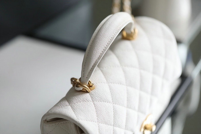 Chanel mini flap bag with top handle White AS2431