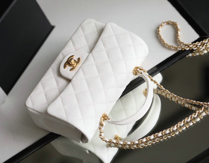 Chanel mini flap bag with top handle White AS2431