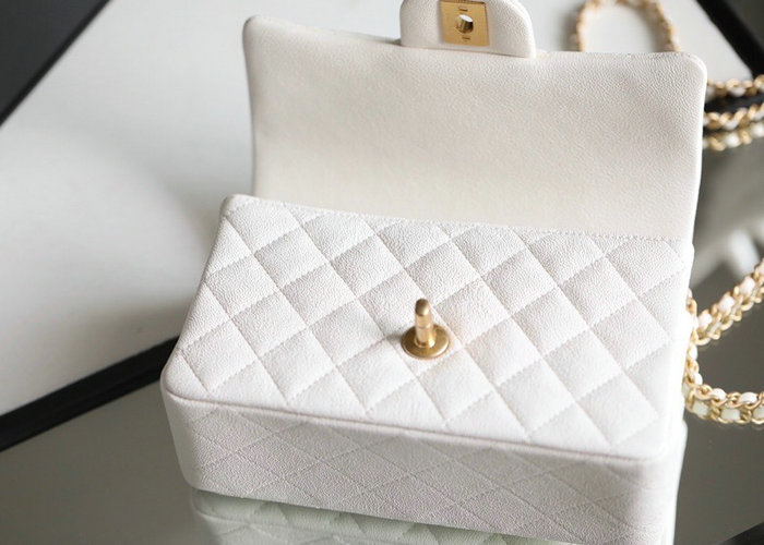 Chanel mini flap bag with top handle White AS2431