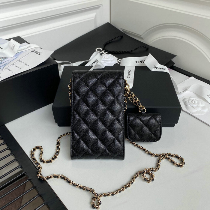 Chanel phone & airpods case with chain black AP2033